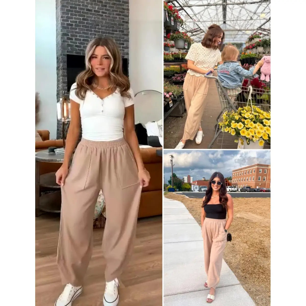 Special Sale❤️ SummerVibes Women's Baggy Wideleg Pants Casual Elastic Waisted Palazzo Harem Pants with Pockets