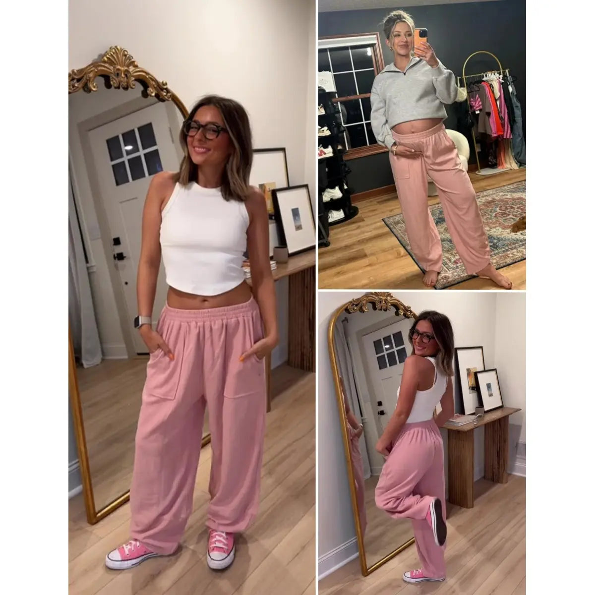 Special Sale❤️ SummerVibes Women's Baggy Wideleg Pants Casual Elastic Waisted Palazzo Harem Pants with Pockets