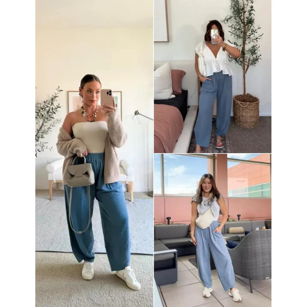 Special Sale❤️ SummerVibes Women's Baggy Wideleg Pants Casual Elastic Waisted Palazzo Harem Pants with Pockets
