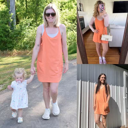 🔥Summer Sale🔥Womens Summer Sleeveless Mini Dress V Neck Spaghetti