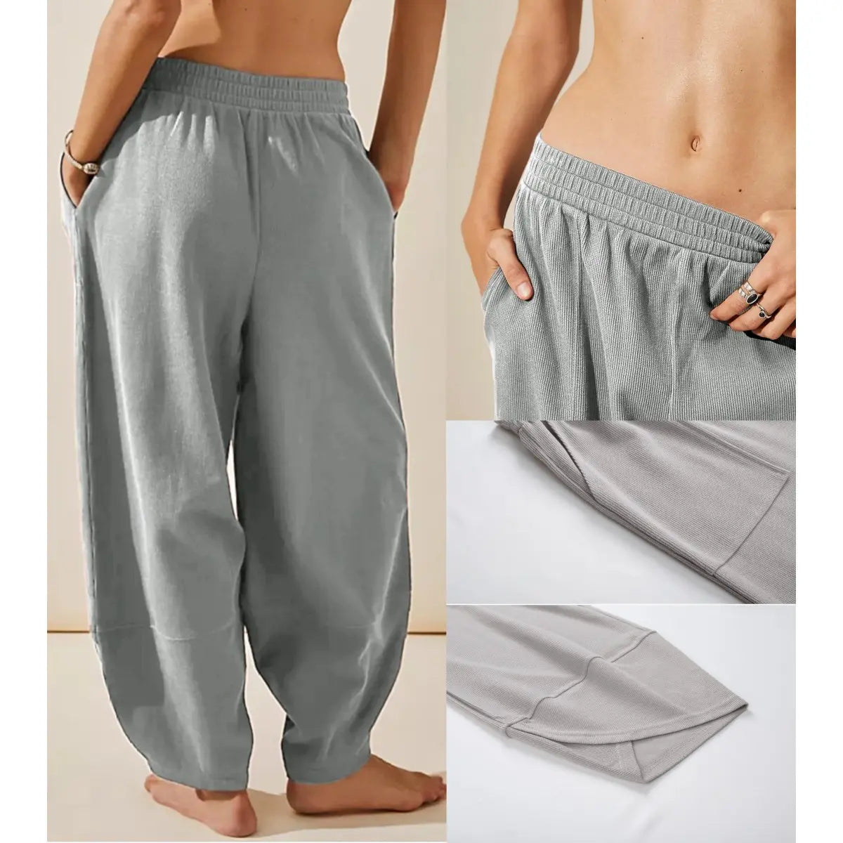 Special Sale❤️ SummerVibes Women's Baggy Wideleg Pants Casual Elastic Waisted Palazzo Harem Pants with Pockets
