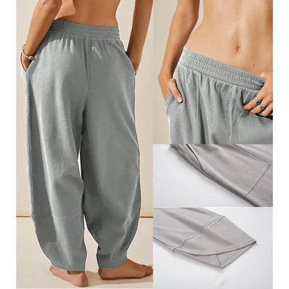 Special Sale❤️ SummerVibes Women's Baggy Wideleg Pants Casual Elastic Waisted Palazzo Harem Pants with Pockets