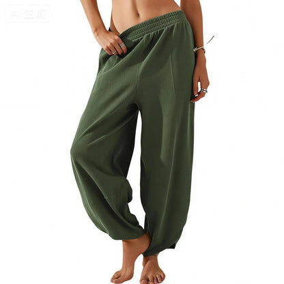 Special Sale❤️ SummerVibes Women's Baggy Wideleg Pants Casual Elastic Waisted Palazzo Harem Pants with Pockets