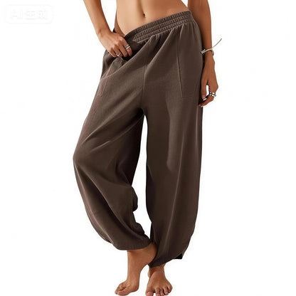 Special Sale❤️ SummerVibes Women's Baggy Wideleg Pants Casual Elastic Waisted Palazzo Harem Pants with Pockets