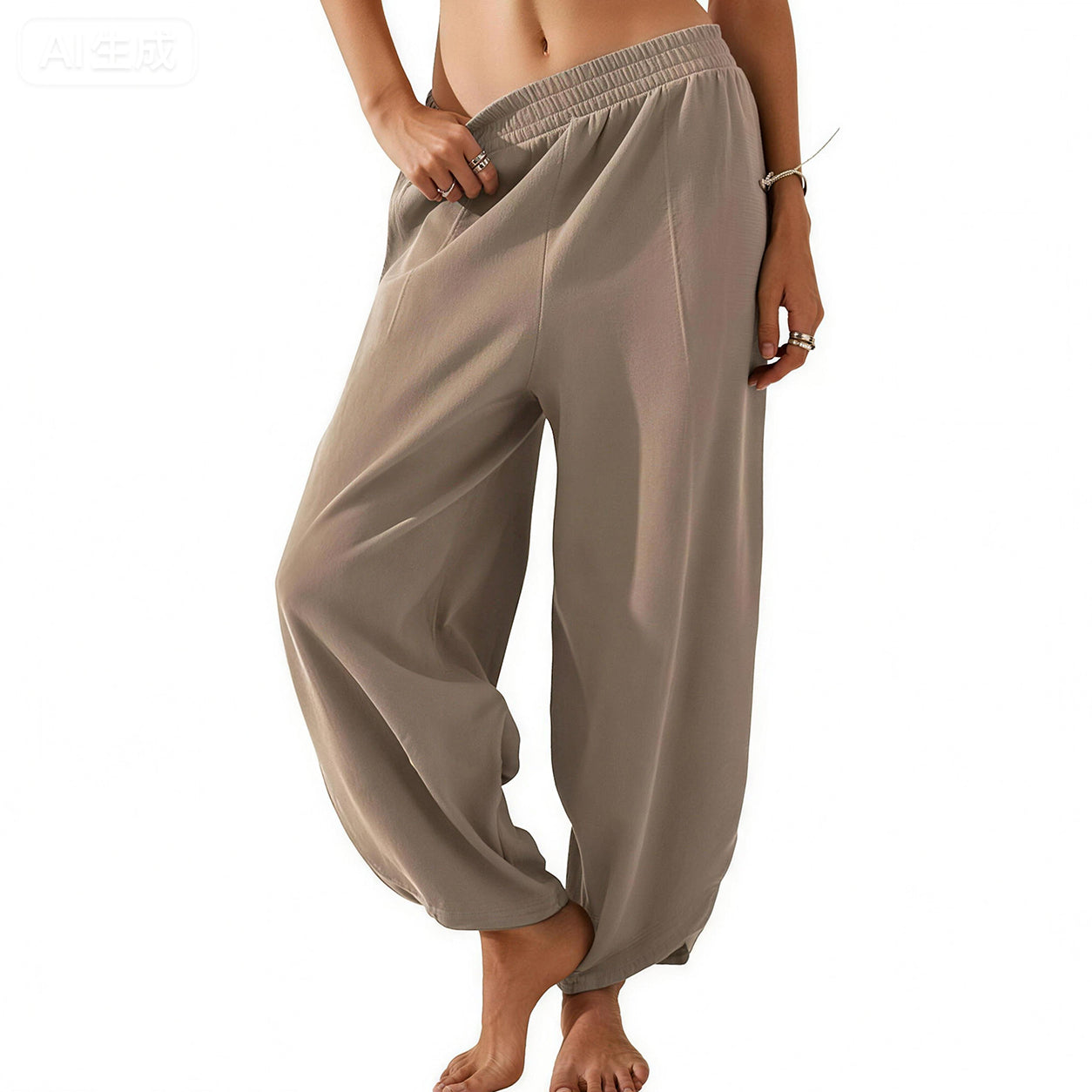 Special Sale❤️ SummerVibes Women's Baggy Wideleg Pants Casual Elastic Waisted Palazzo Harem Pants with Pockets